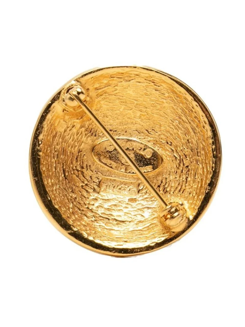 Chanel CC Logo Quilted Brooch Gold Plated